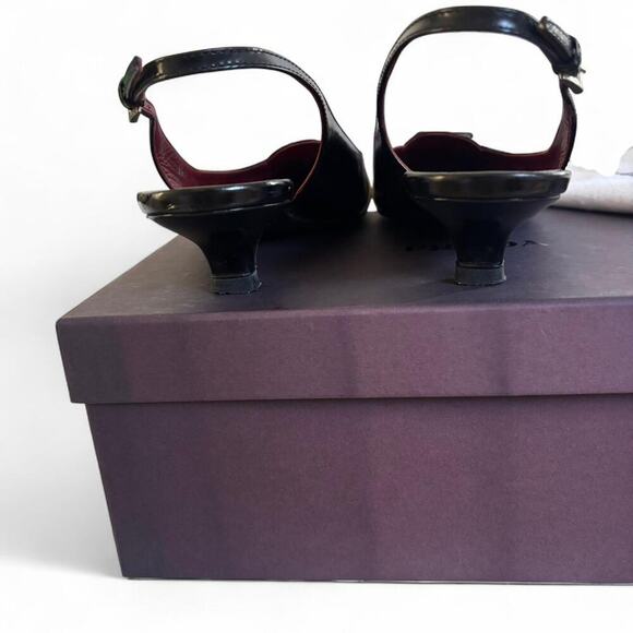 y2k vtg. Prada Tuxedo two Tone Kitten Heel Strappy Pumps size 6-6‎ 1/2 - Picture 5 of 7